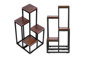Plantenstandaard - 4 planken - metaal - 34x34x69,5 cm - donker