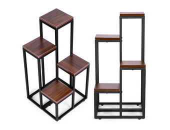 Plantenstandaard - 4 planken - metaal - 34x34x69,5 cm - donker