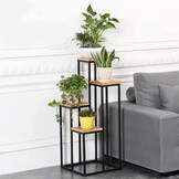 Plantenstandaard - 4 planken - metaal - 34x34x69,5 cm - donker