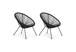 Lounge stoel voor buiten - rattan - 80 x 67 x 60 cm - zwart