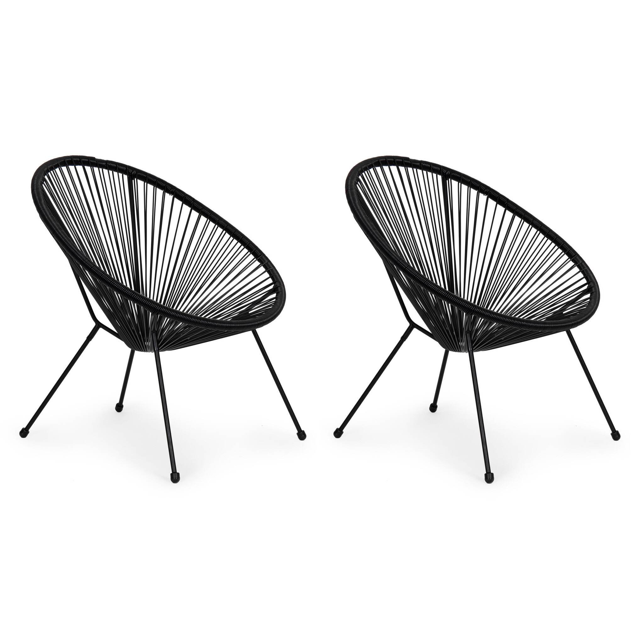 Lounge stoel voor buiten - rattan - 80 x 67 x 60 cm - zwart