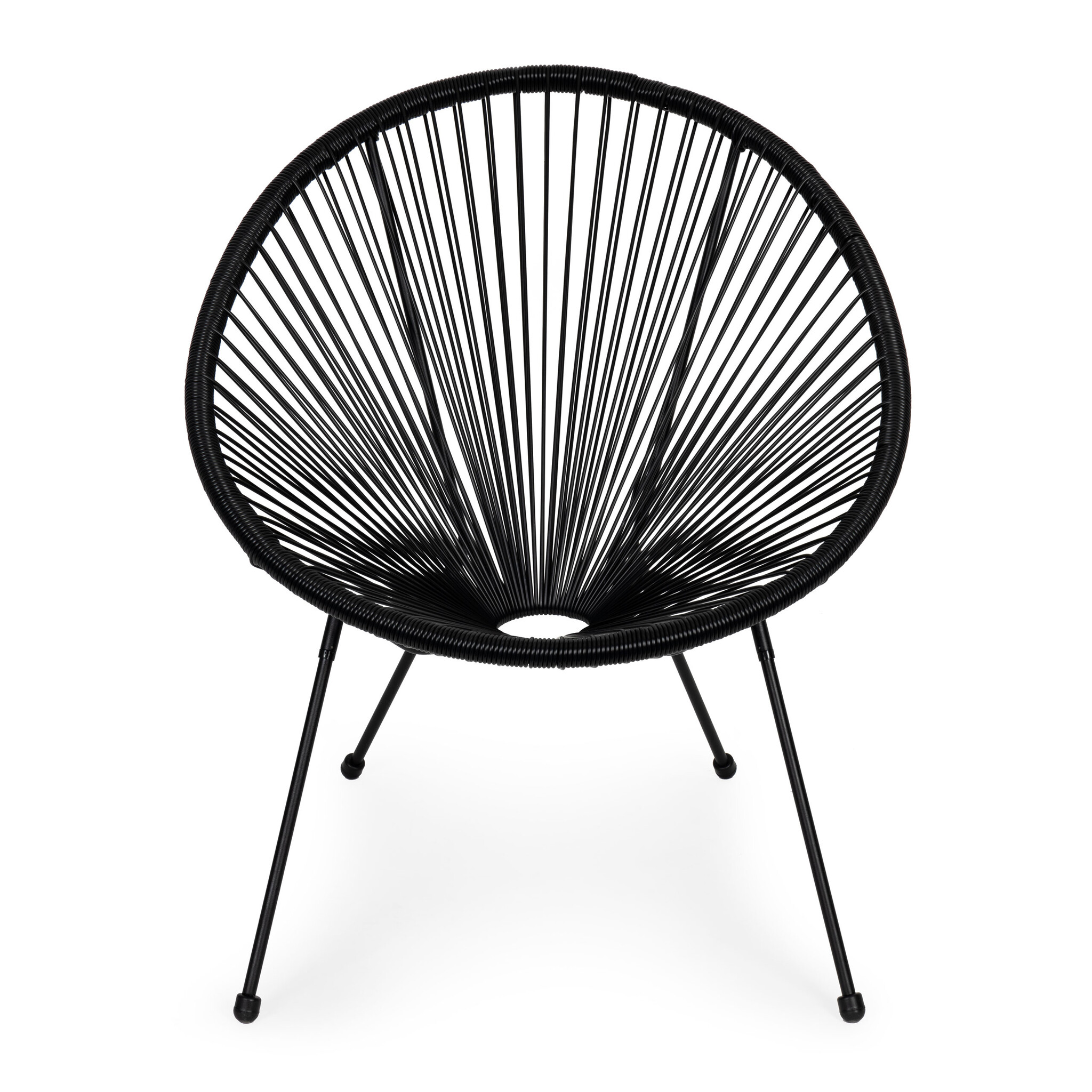 Lounge stoel voor buiten - rattan - 80 x 67 x 60 cm - zwart