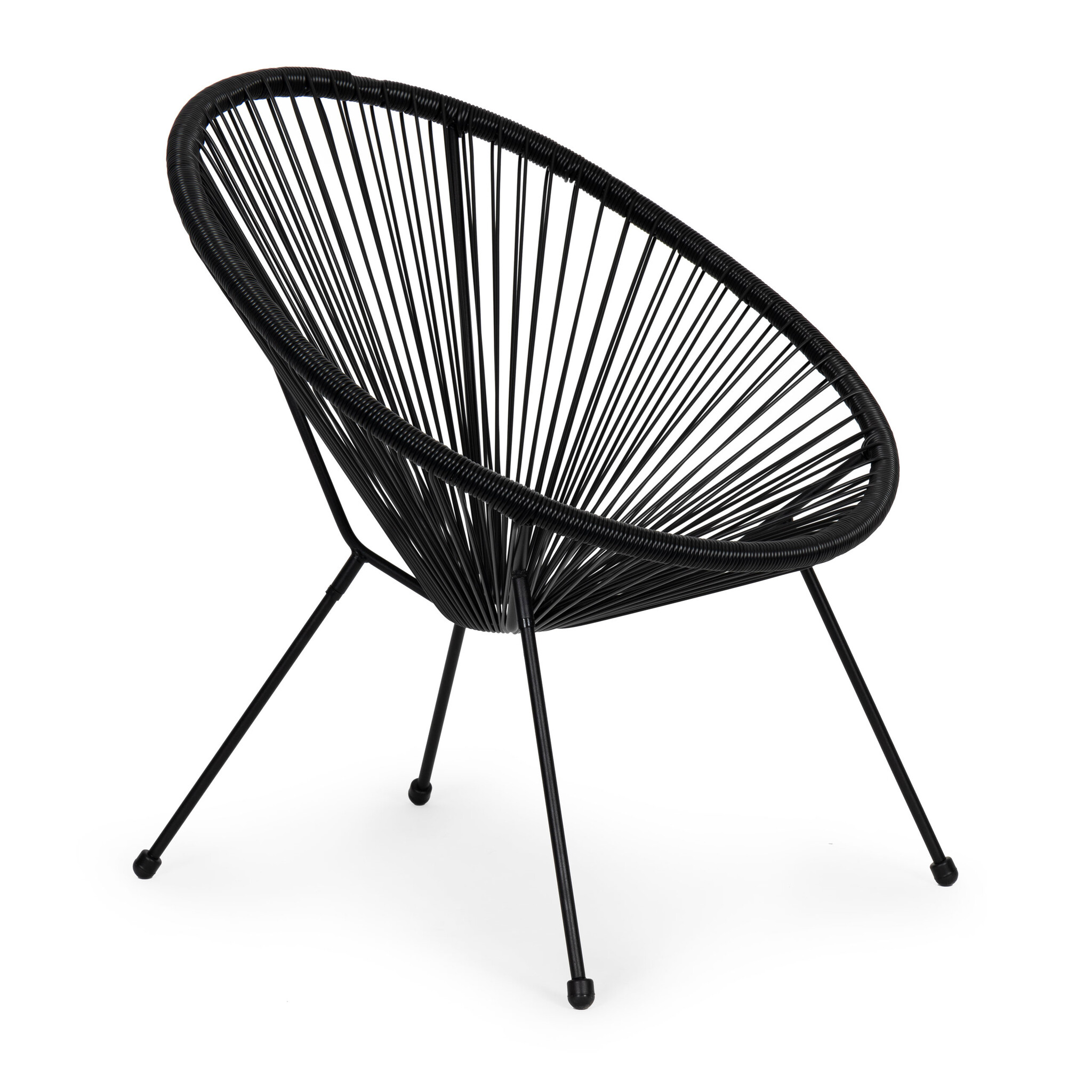 Lounge stoel voor buiten - rattan - 80 x 67 x 60 cm - zwart