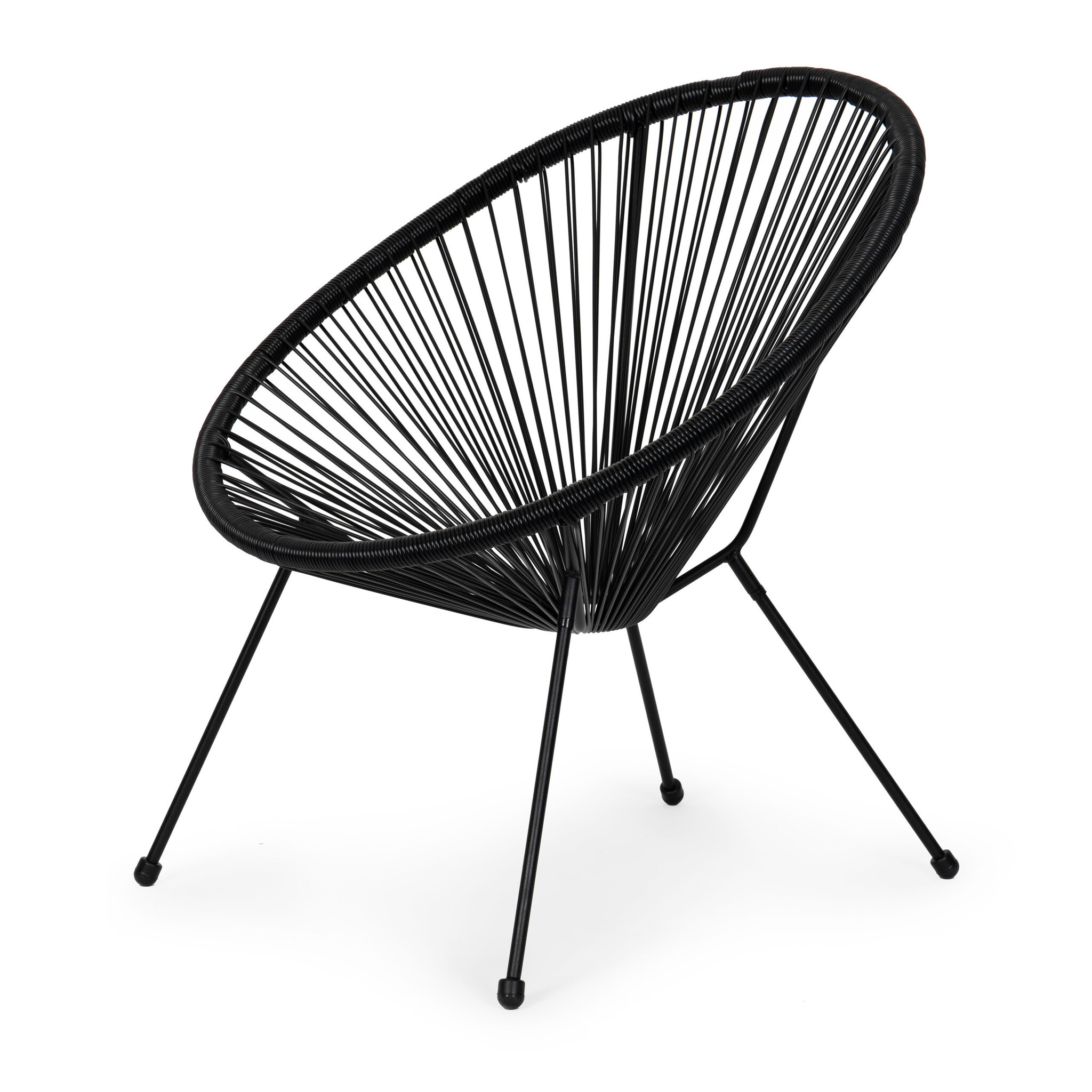 Lounge stoel voor buiten - rattan - 80 x 67 x 60 cm - zwart