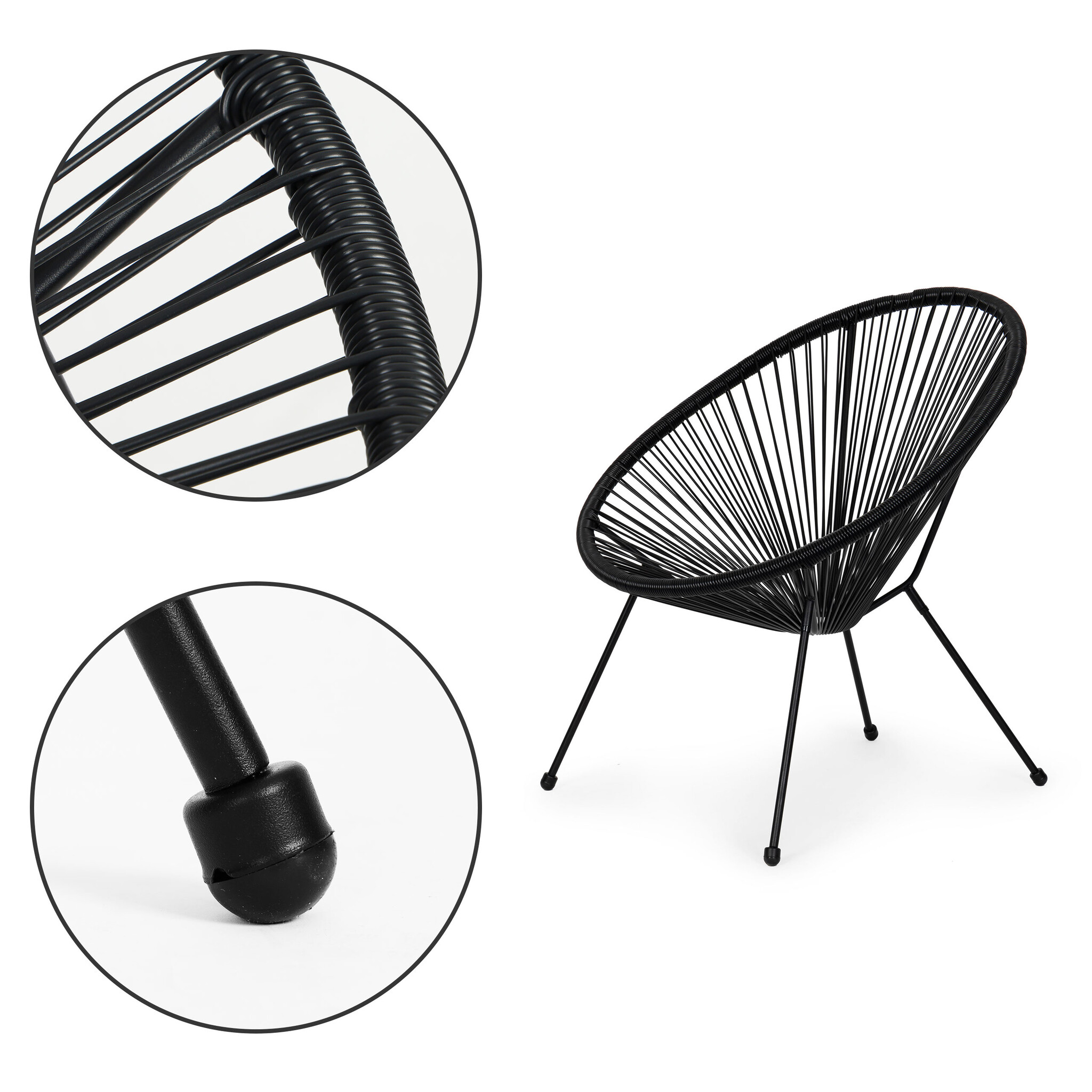 Lounge stoel voor buiten - rattan - 80 x 67 x 60 cm - zwart