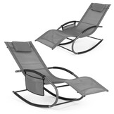 Ligbed tuin - ligstoel - 89x140x63 cm - met organizer - grijs