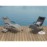 Ligbed tuin - ligstoel - 89x140x63 cm - met organizer - grijs