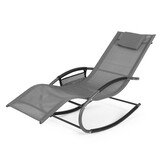 Ligbed tuin - ligstoel - 89x140x63 cm - met organizer - grijs