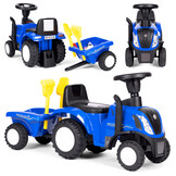 Speelgoed tractor - met aanhanger - interactief stuur - blauw