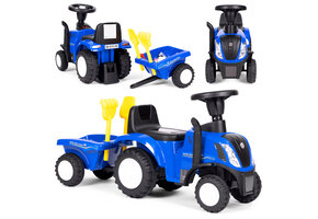 Speelgoed tractor - met aanhanger - interactief stuur - blauw