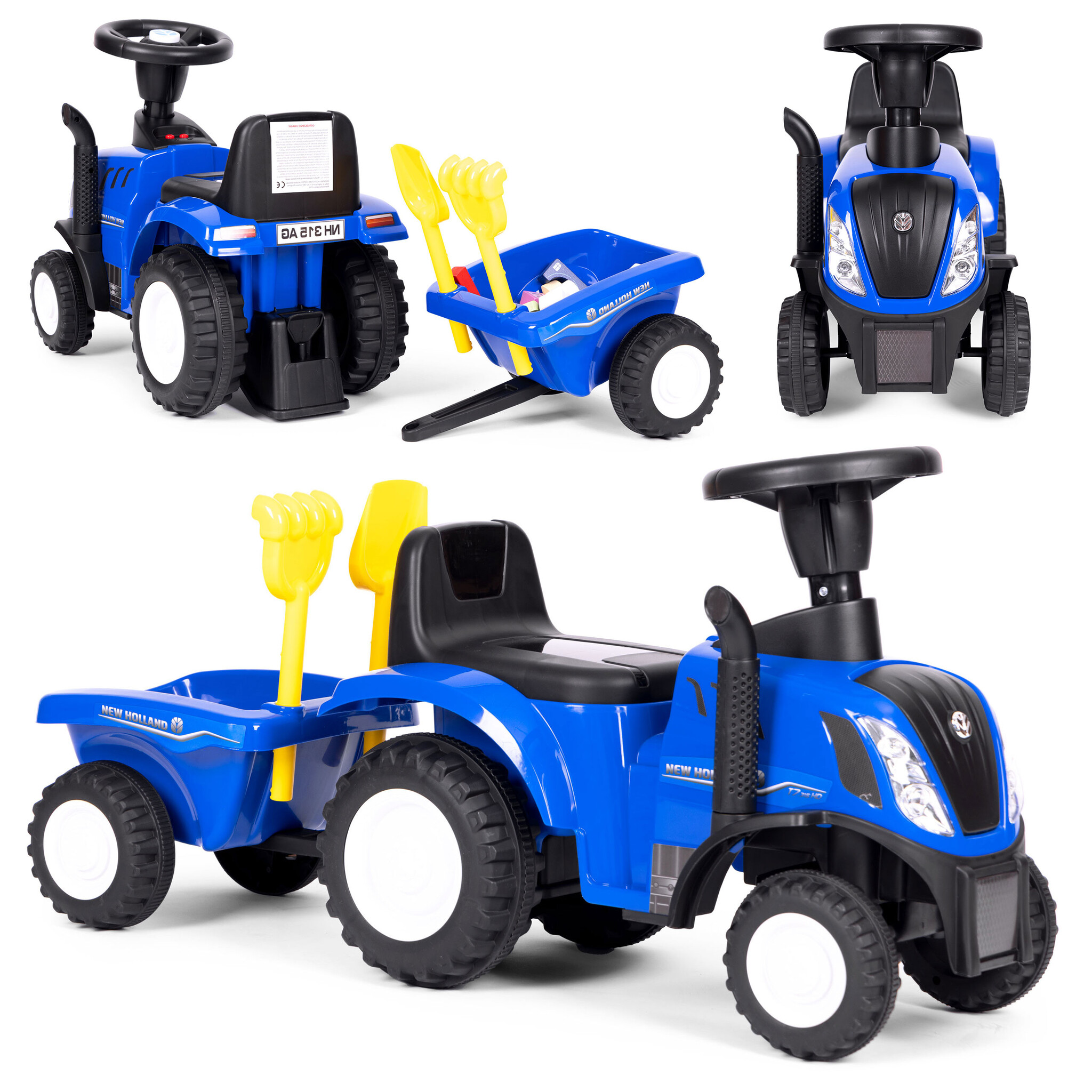 Speelgoed tractor - met aanhanger - interactief stuur - blauw