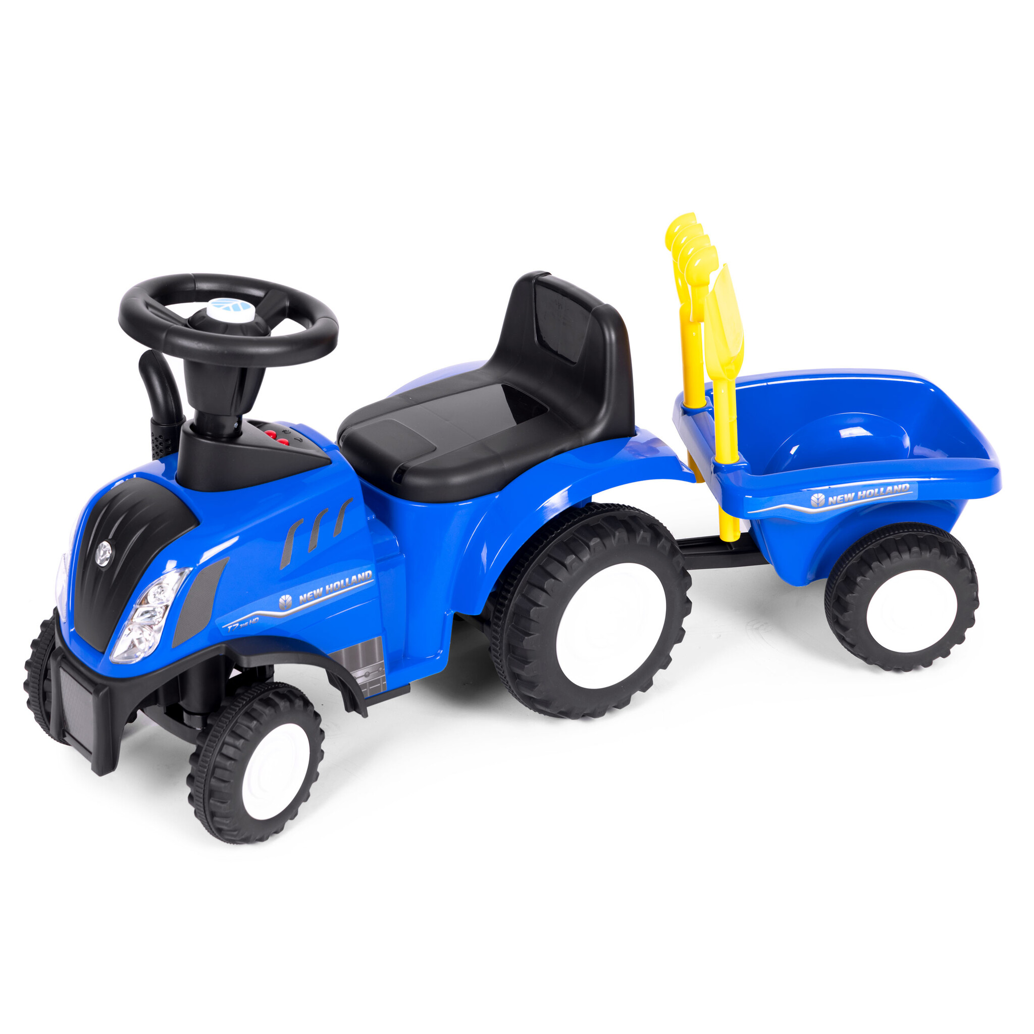 Speelgoed tractor - met aanhanger - interactief stuur - blauw