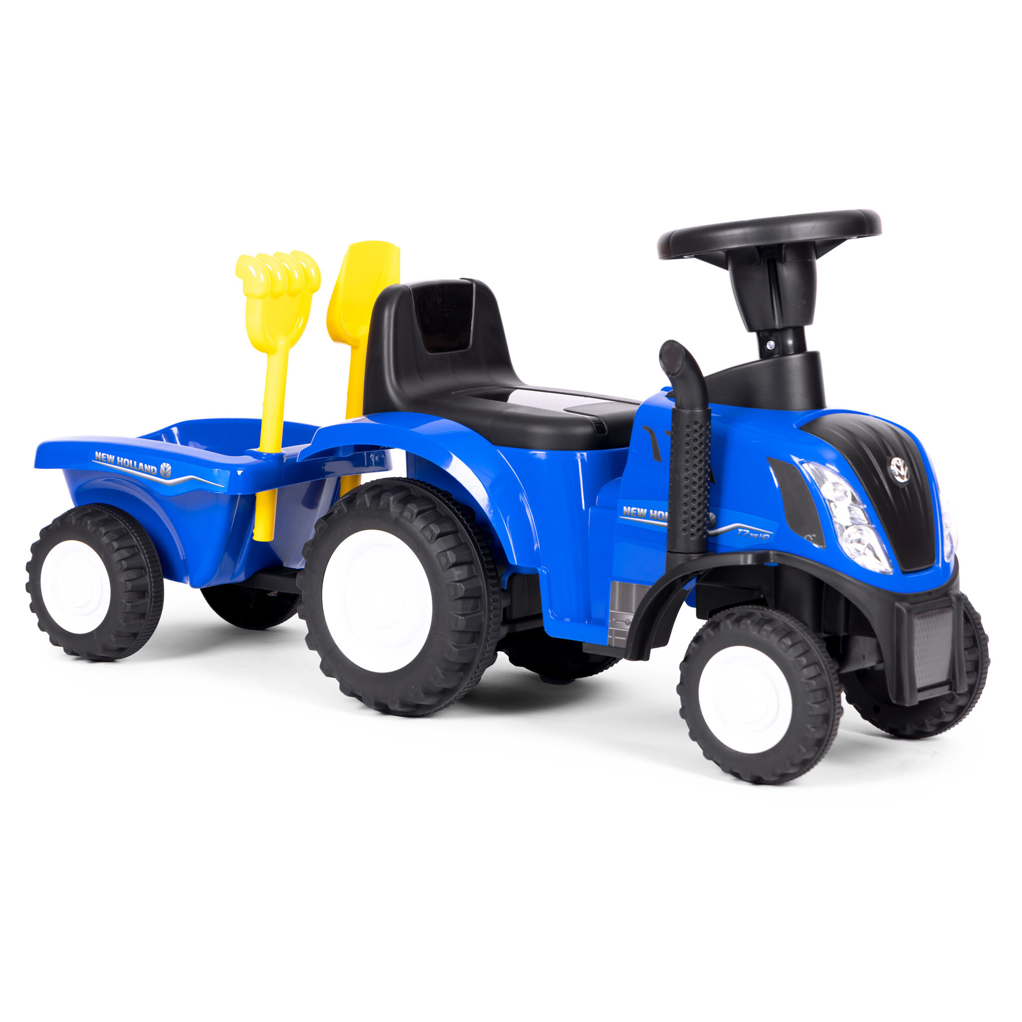 Speelgoed tractor - met aanhanger - interactief stuur - blauw