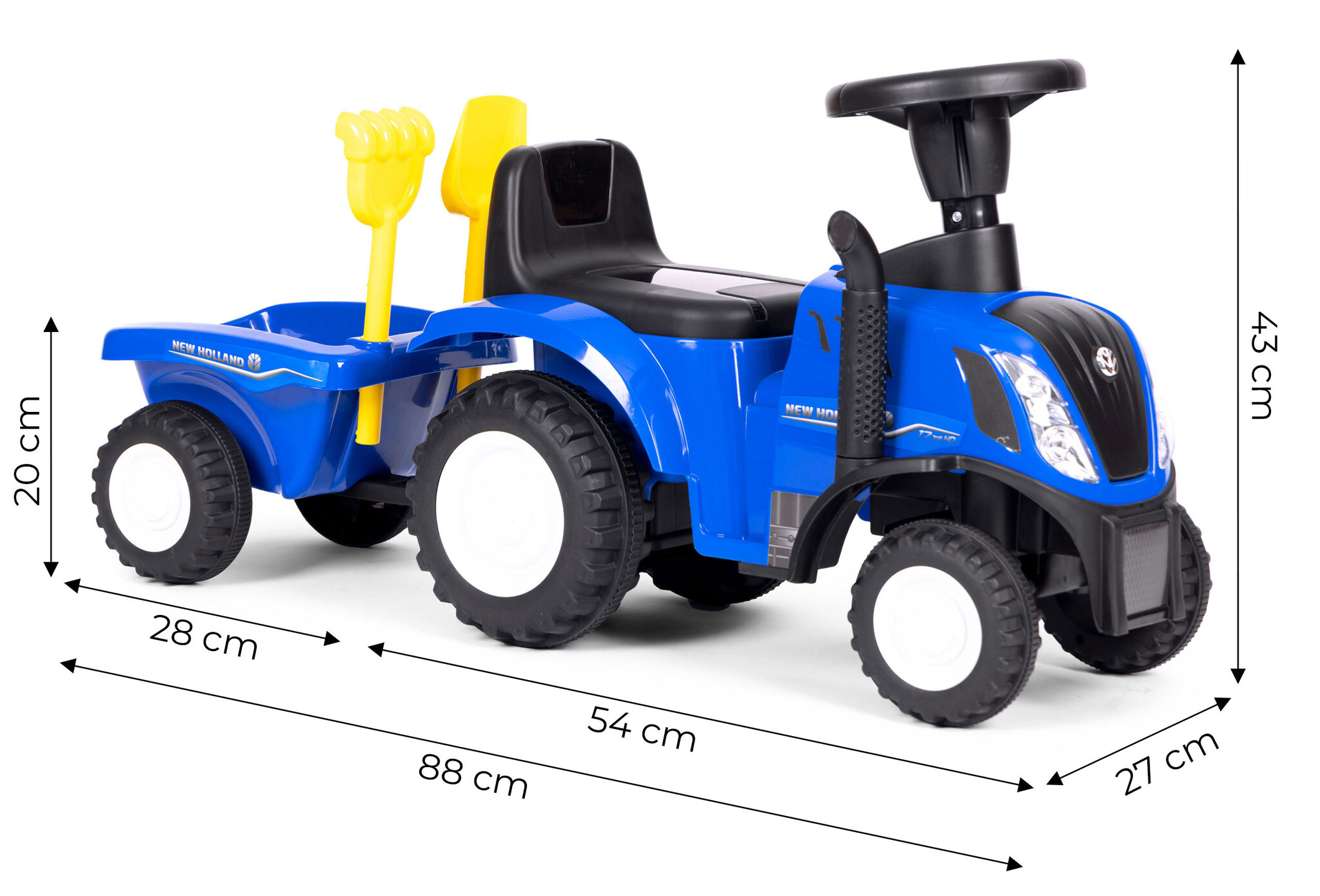 Speelgoed tractor - met aanhanger - interactief stuur - blauw