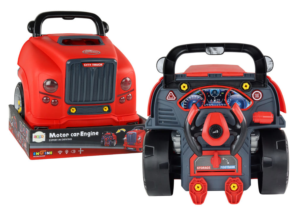 Vrachtwagen speelgoed - rood - 35x33x37 cm - doe-het-zelf set