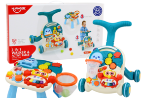 Loopwagen - blauw - educatief - 2-in-1 tafelfunctie