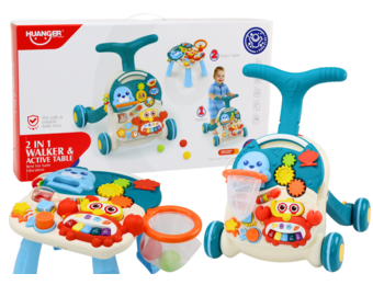 Loopwagen - blauw - educatief - 2-in-1 tafelfunctie