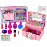 Make up set kinderen - roze eenhoornmotief - 17x17x9 cm - artistieke ontwikkeling
