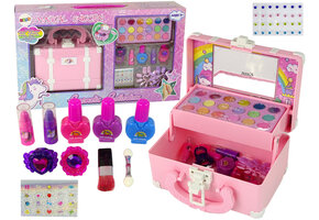 Make up set kinderen - roze eenhoornmotief - 17x17x9 cm - artistieke ontwikkeling