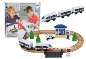 Houten treinbaan - 320 cm lang - incl. accessoires - +3 jaar