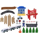 Houten treinbaan - 320 cm lang - incl. accessoires - +3 jaar
