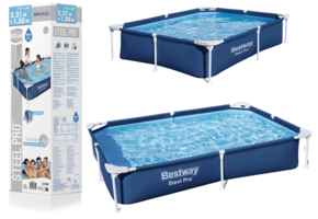 Bestway Steel Pro zwembad - 221x150x43 cm - corrosiebestendig - 1200 liter