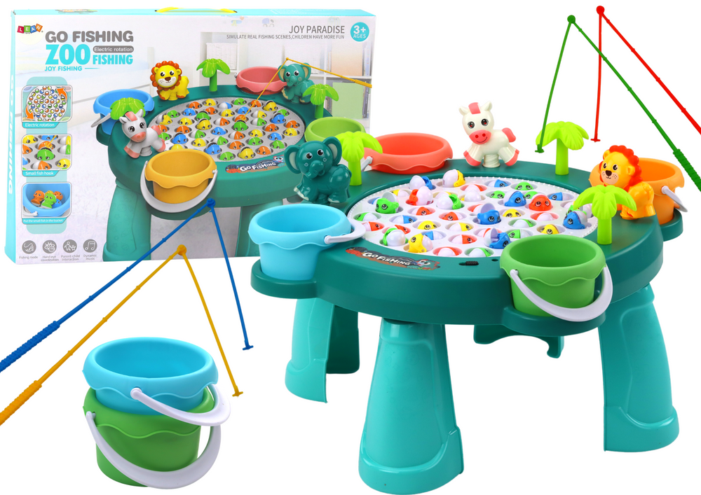 Visspel - groene visarcade tafel - 45 vissen - 4 hengels