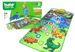 Dansmat - dinosaurusmotief - 150x70 cm - interactief en educatief