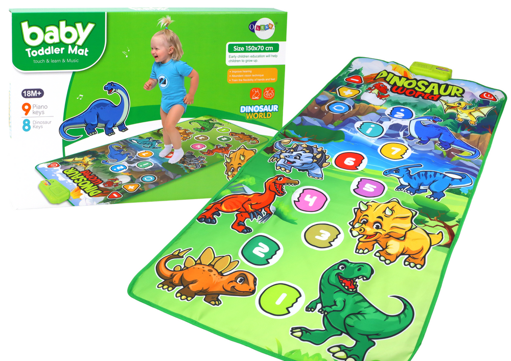 Dansmat - dinosaurusmotief - 150x70 cm - interactief en educatief