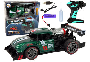 Bestuurbare auto - groen - 24 x 13 x 8 cm - licht en stoom effect