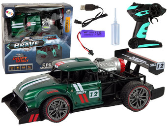 Bestuurbare auto - groen - 24 x 13 x 8 cm - licht en stoom effect