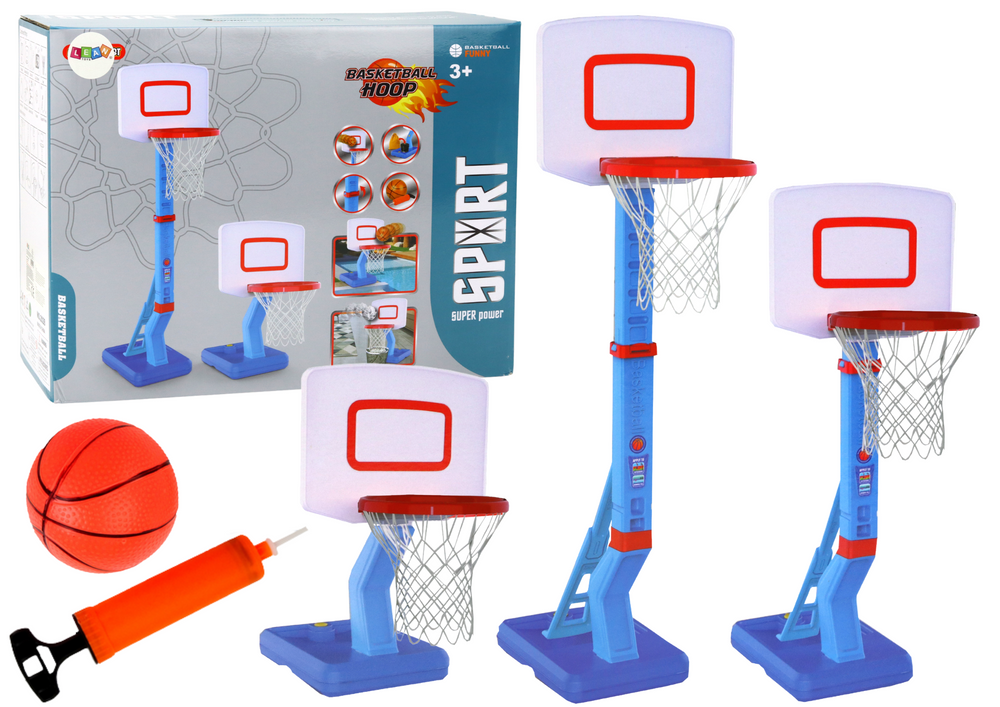 Basketbal standaard - blauw - verstelbaar 70-138 cm - incl. bal en pomp