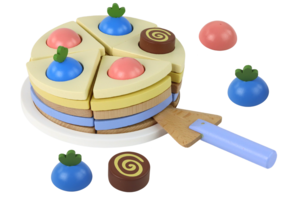 Houten taart - 8 stukken - met dienblad - taartschep inbegrepen