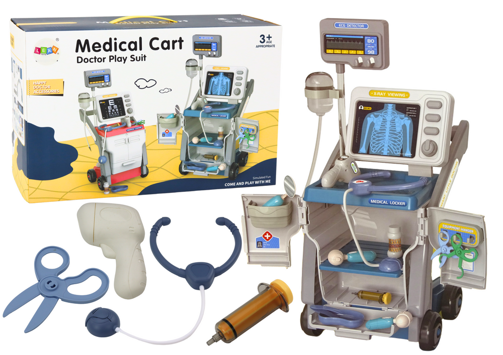 Doktersset speelgoed - blauw - 50x25x25 cm - incl stethoscoop