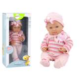 Levensechte babypop - roze kleding - 39 x 18 x 10.5 cm - beweegbaar