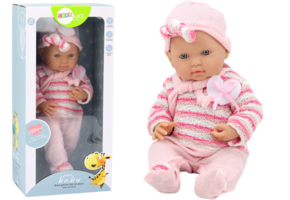 Levensechte babypop - roze kleding - 39 x 18 x 10.5 cm - beweegbaar