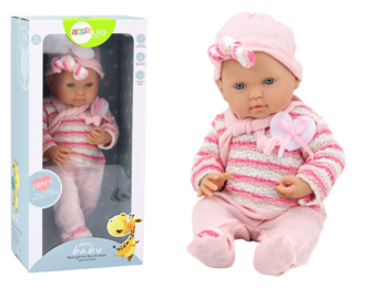 Levensechte babypop - roze kleding - 39 x 18 x 10.5 cm - beweegbaar