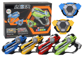Lasergame set - 4 stuks - groen/blauw/geel/rood - 23x16x4 cm