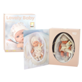 Babypop met draagbaar bedje - 35x17x8 cm - beweegbaar - educatief