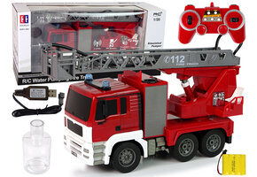 Brandweerauto speelgoed - rood - 40x16x23 cm - kan water spuiten