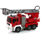 Brandweerauto speelgoed - rood - 40x16x23 cm - kan water spuiten