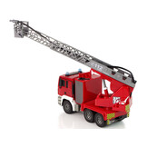 Brandweerauto speelgoed - rood - 40x16x23 cm - kan water spuiten