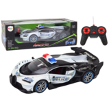 Bestuurbare politieauto - wit - 34 x 15.5 x 9 cm - lichteffecten