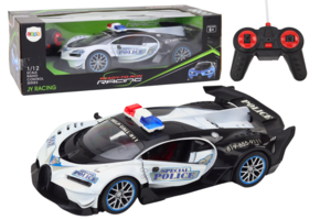 Bestuurbare politieauto - wit - 34 x 15.5 x 9 cm - lichteffecten