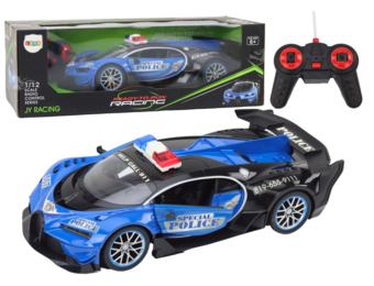 Bestuurbare politieauto - blauw - 1:12 schaal - lichteffecten