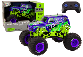 Rc truck - paars/groen - 1:10 schaal - 38.5 x 32 x 28.5 cm