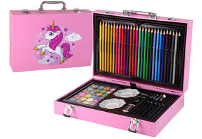 Tekenset kind - 145 onderdelen - roze eenhoorn koffer - vanaf 3 jaar