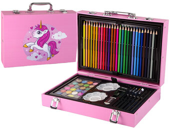 Tekenset kind - 145 onderdelen - roze eenhoorn koffer - vanaf 3 jaar