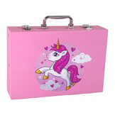 Tekenset kind - 145 onderdelen - roze eenhoorn koffer - vanaf 3 jaar