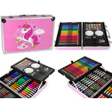 Tekenset kind - 145 onderdelen - roze eenhoorn koffer - vanaf 3 jaar